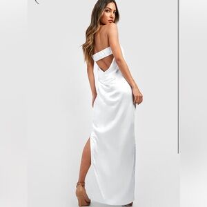 Satin Bandeau cut out detail maxi dress